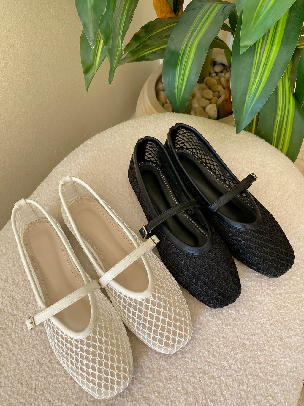 Summer Net Ballerinas - White