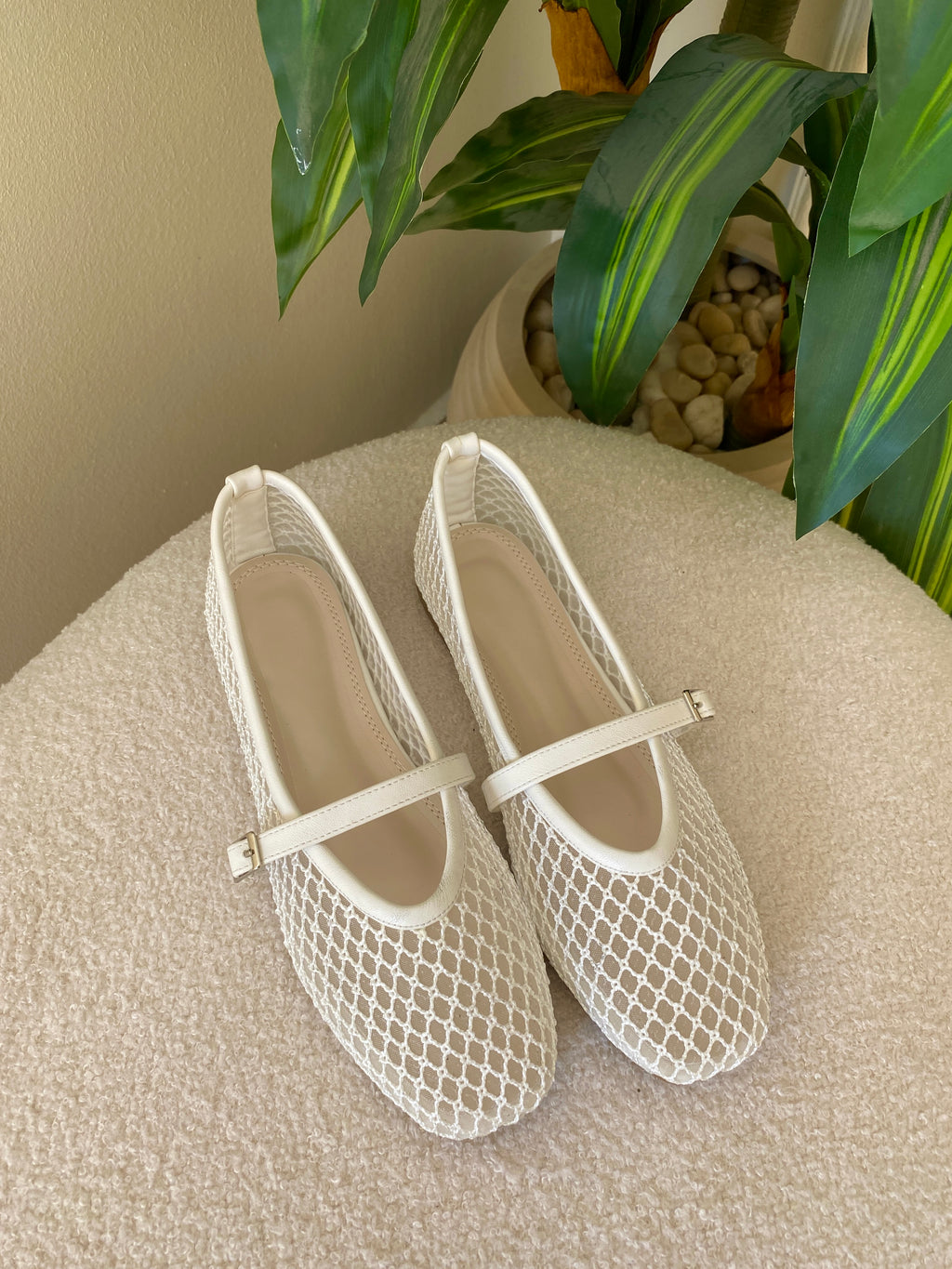 Summer Net Ballerinas - White
