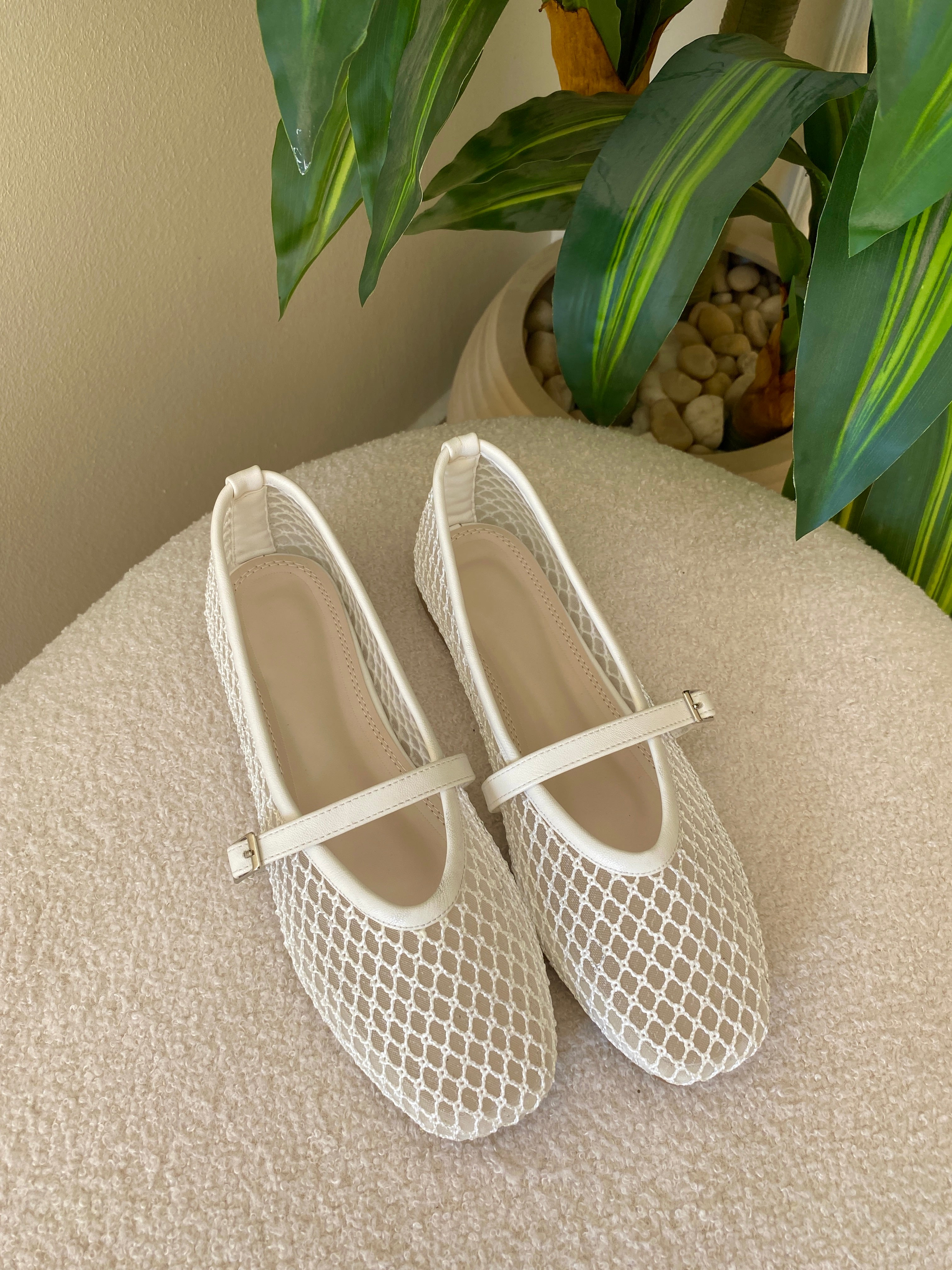 Summer Net Ballerinas - White