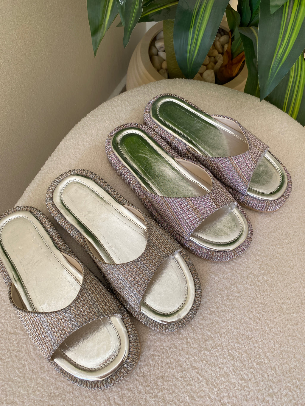 Sparkle Plaits Slipper - Gold