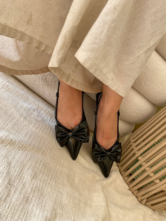 Vernis Bow Mules- Black