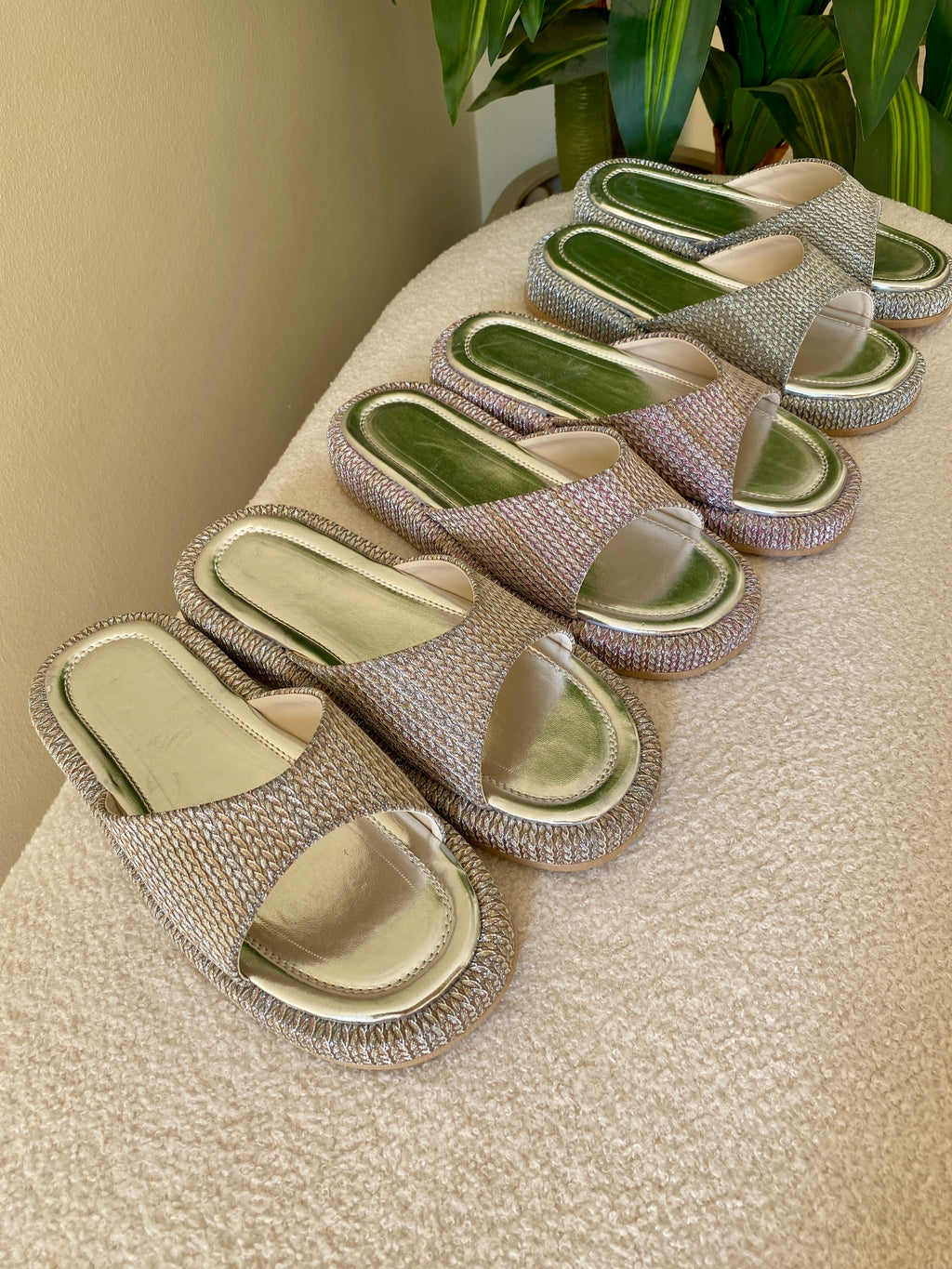 Sparkle Plaits Slipper - Rose Gold