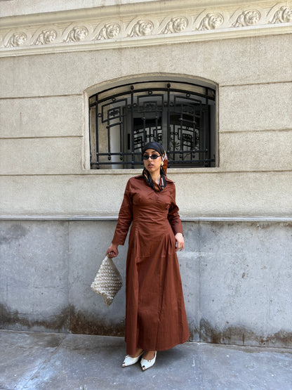Cinched waist dress-brown