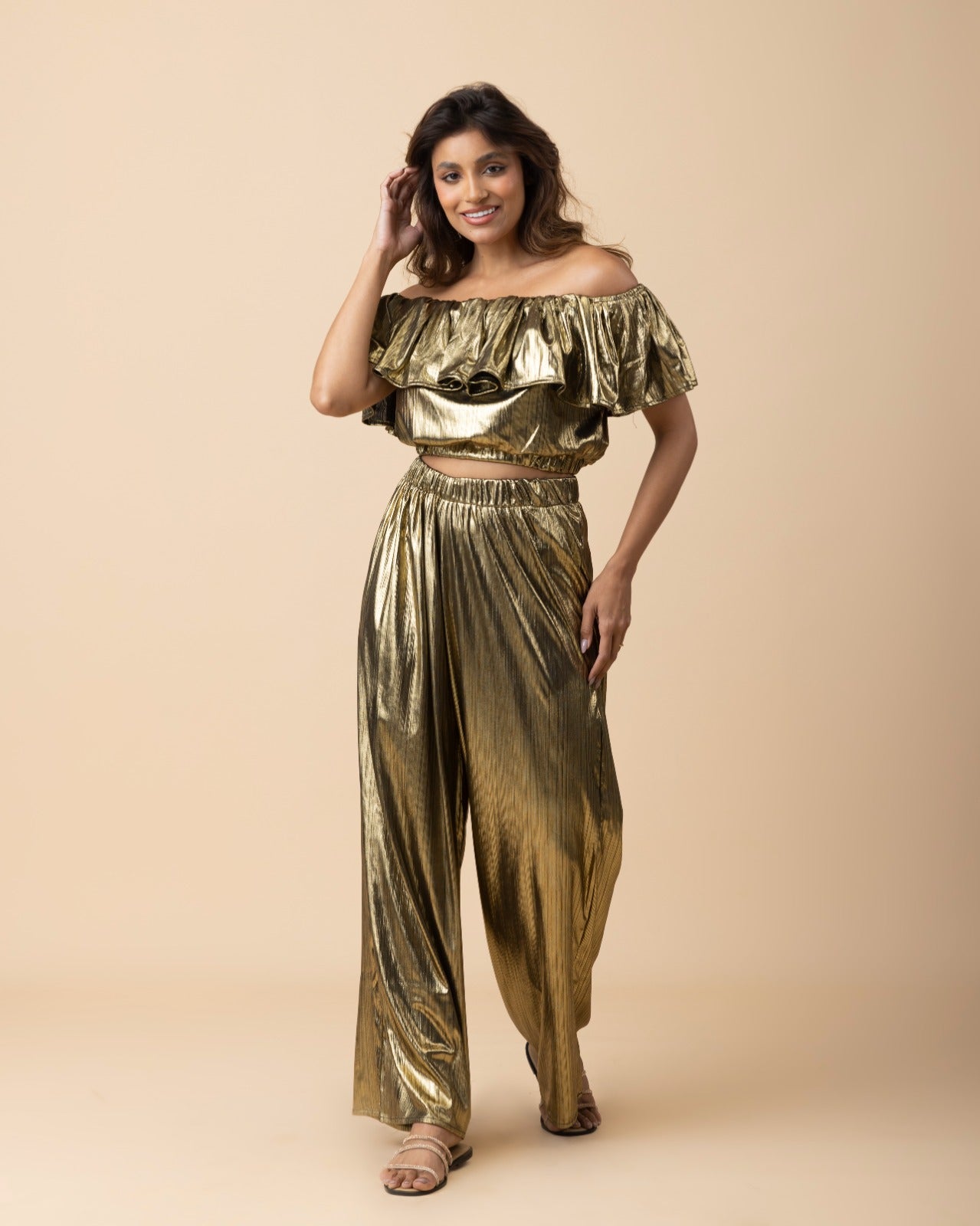 Off Shoulder Set-Gold