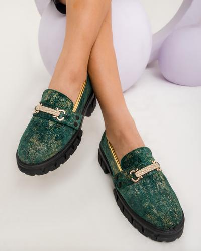 Cambio Three-Strap Loafers - Forest Green