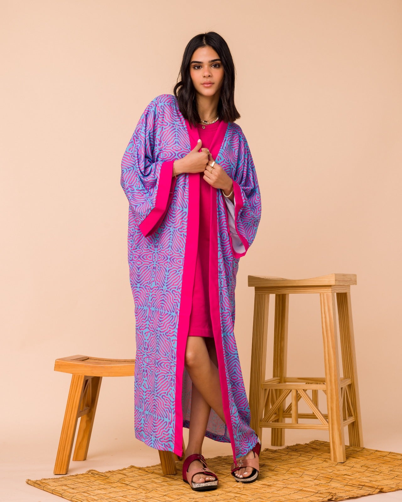 That Coral Life Kimono with Pink