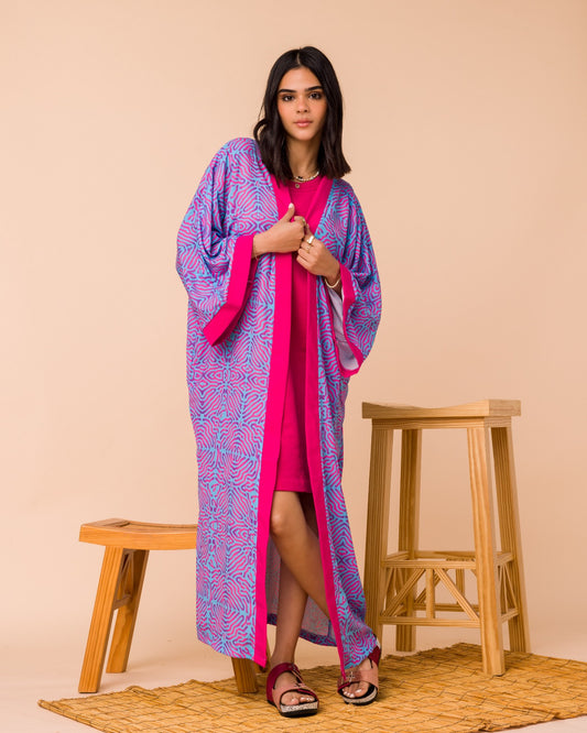 That Coral Life Kimono with Pink