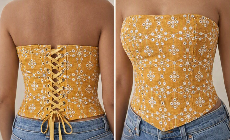Starry Night Corset-mustard yellow