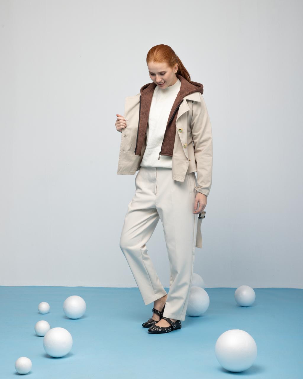 Gaberdine Jacket x Cotton Hoodie