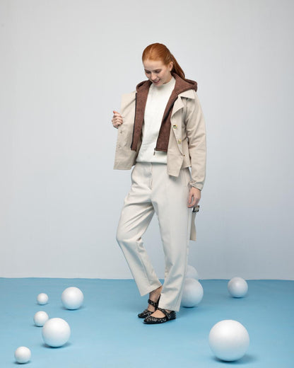 Gaberdine Jacket x Cotton Hoodie