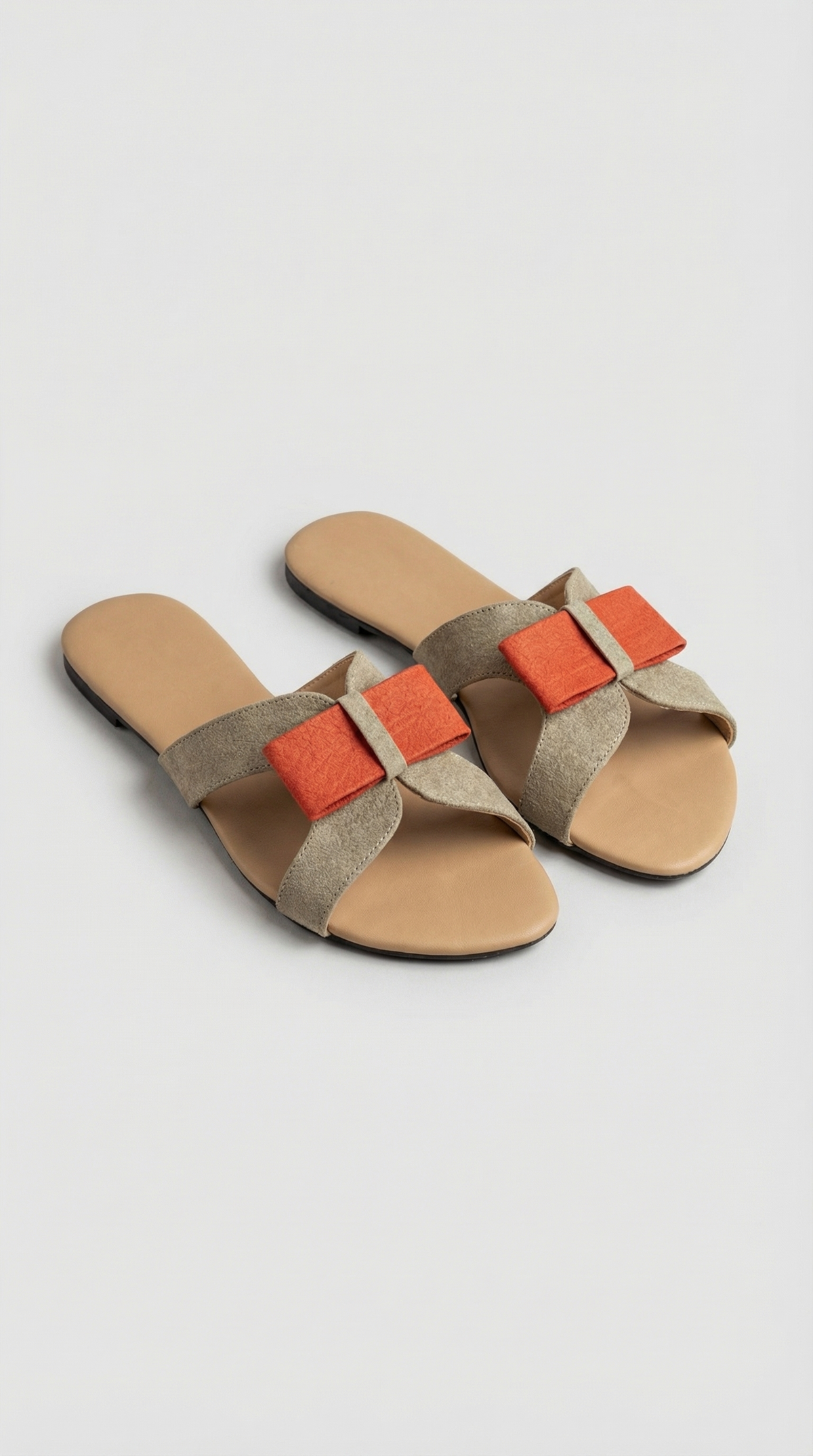 Ananas Bow Slipper - Khaki x Orange
