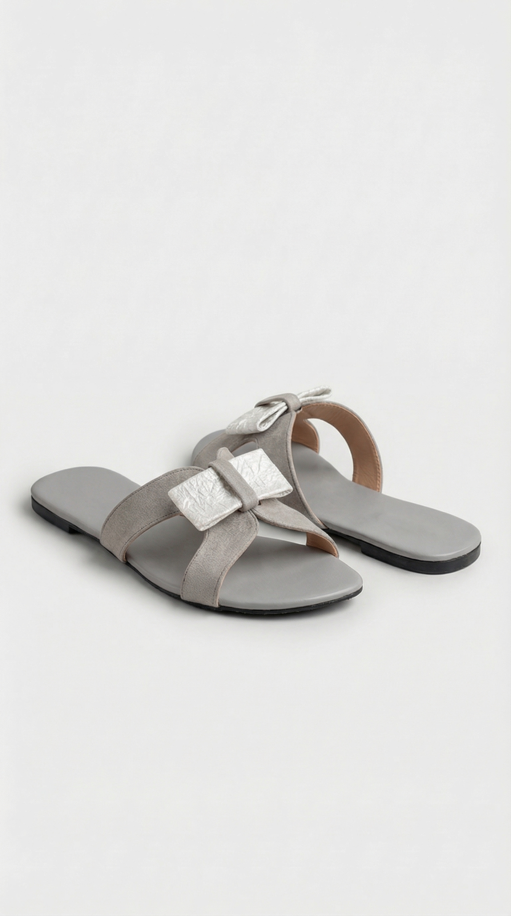 Ananas Bow Slipper - Grey x White