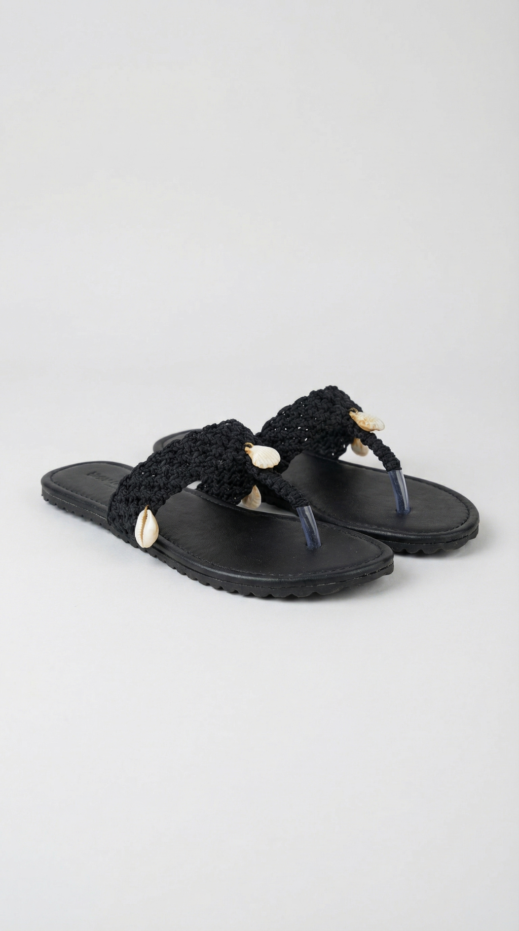 Macarme Shell Slippers - Black