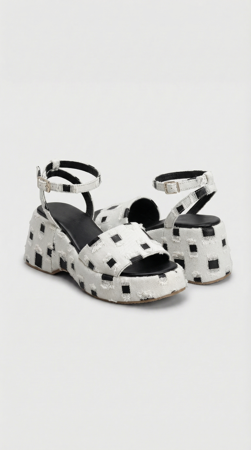 Kimi Platform Sandals - Black x White