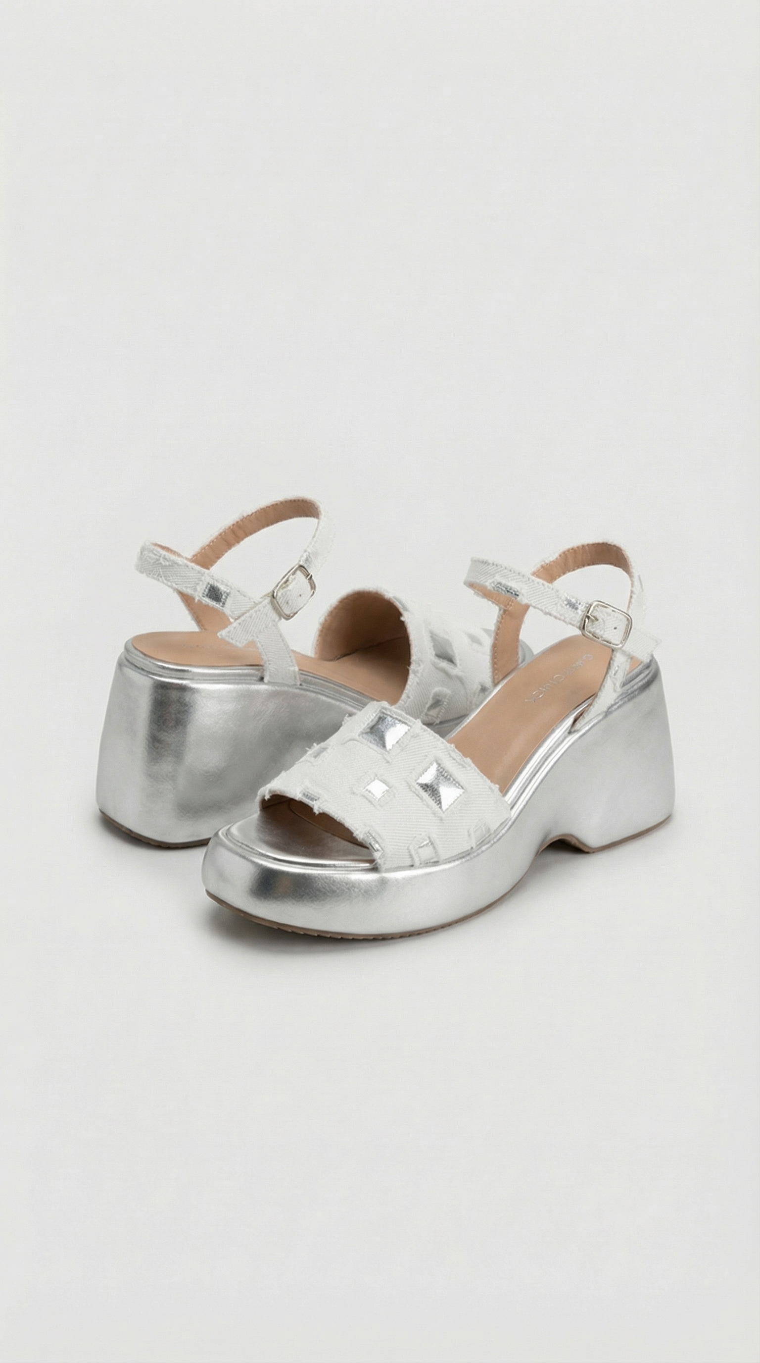 Kimi Platform Sandals - White x Silver