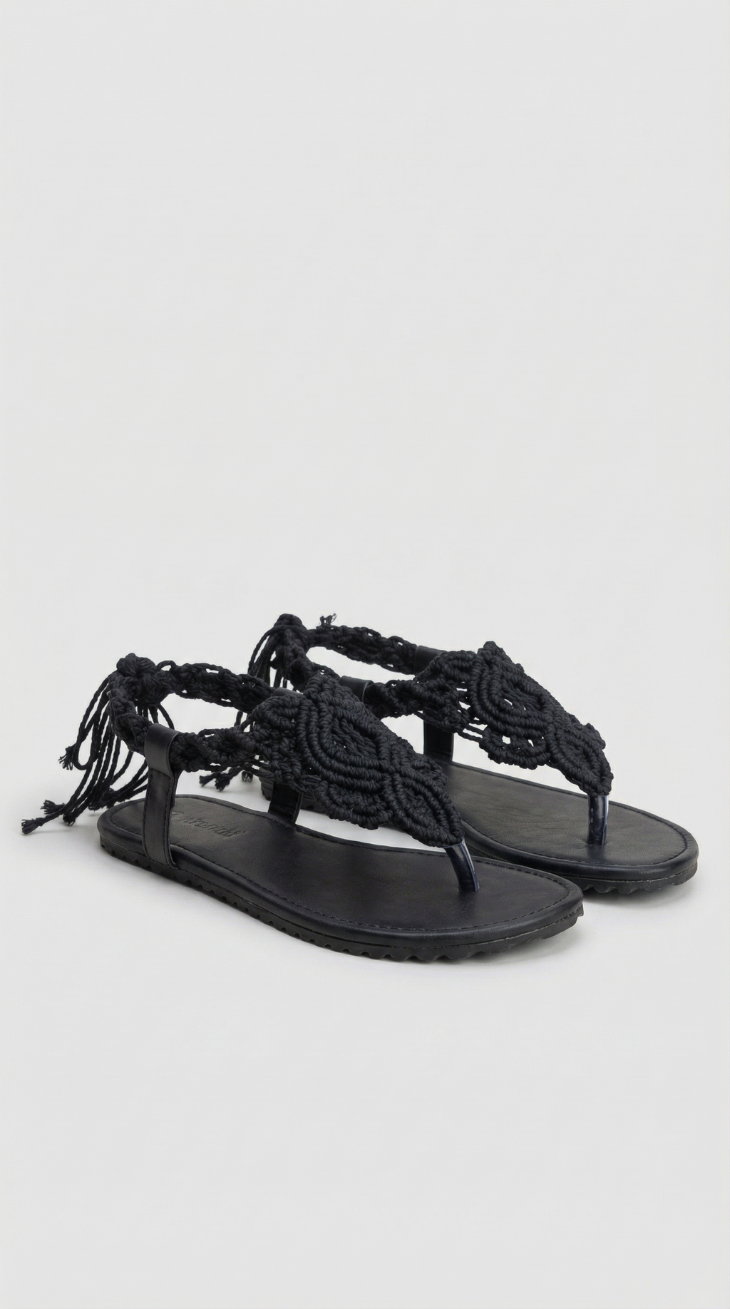 Handmade Cotton Macrame Flower Slipper - Black