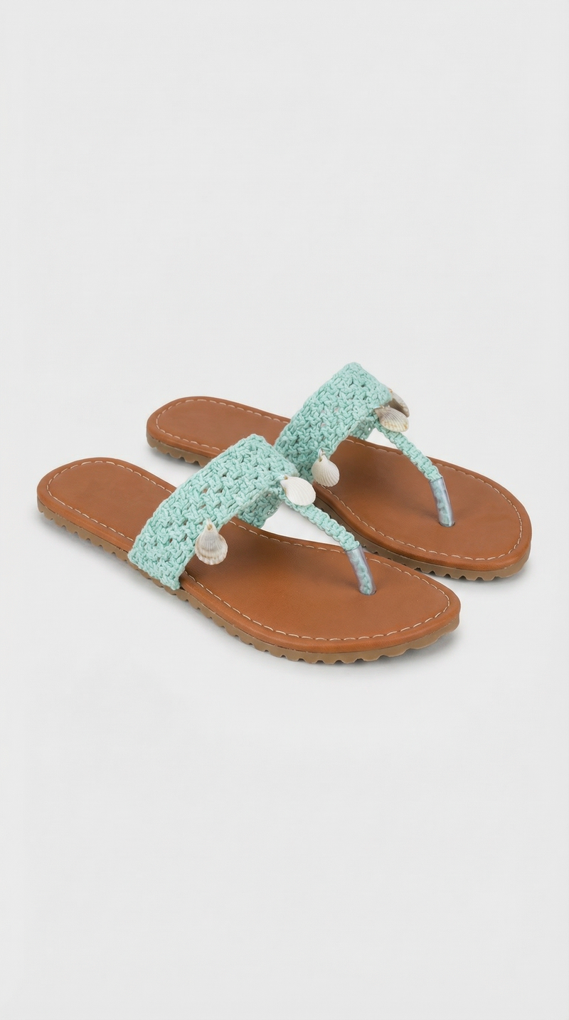 Macarme Shell Slippers - Sea Foam Blue