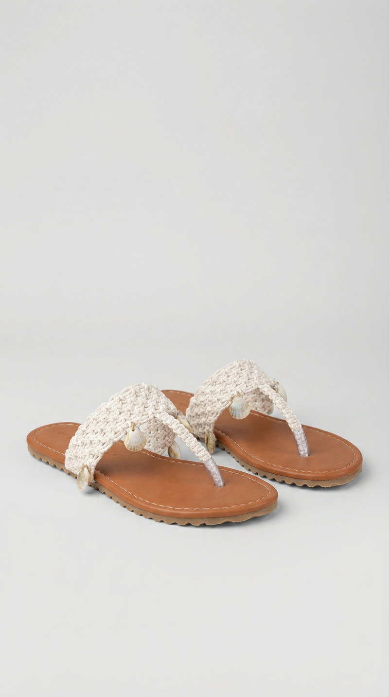 Macarme Shell Slippers - Off-White