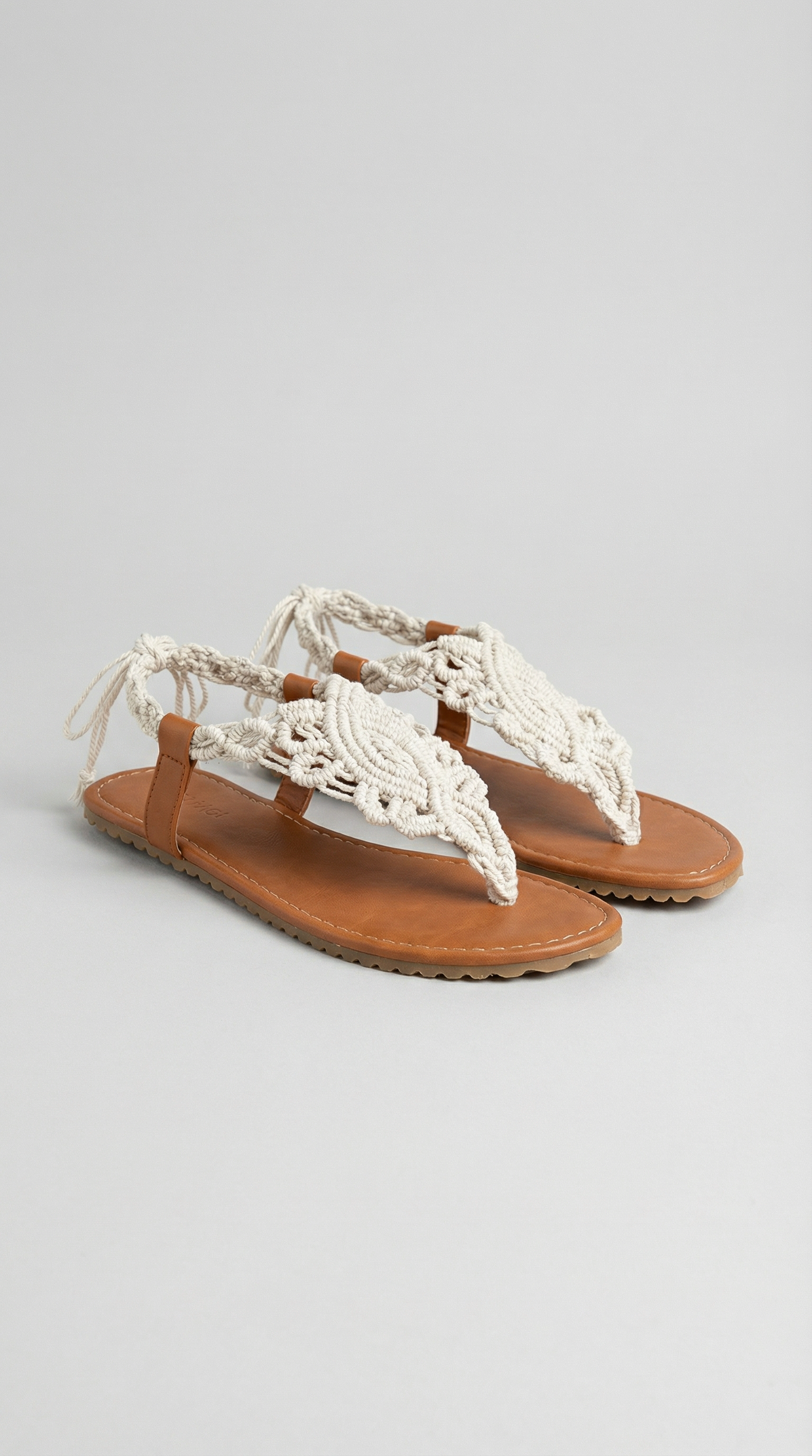 Handmade Cotton Macrame Flower Slipper-off white