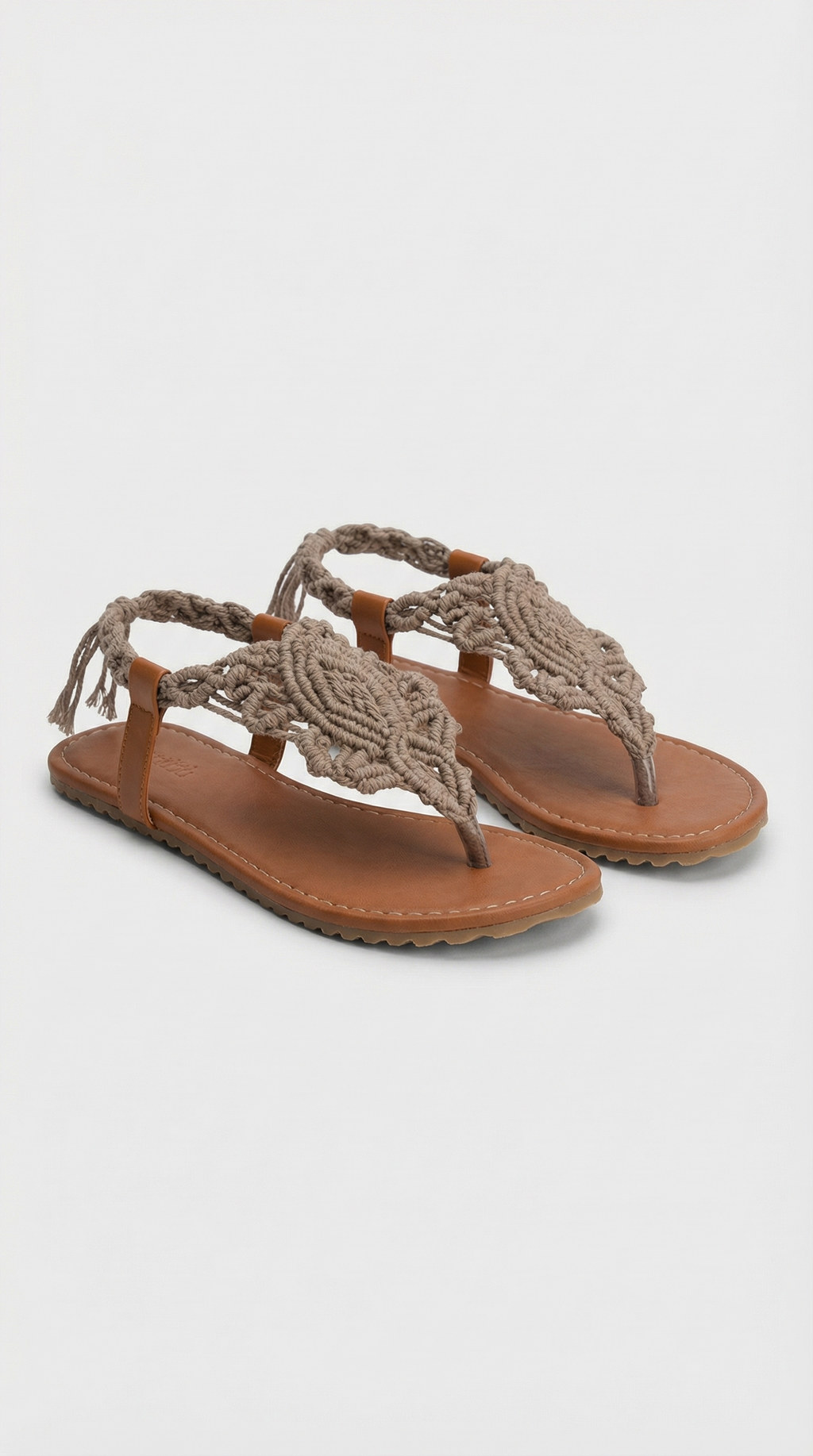 Handmade Cotton Macrame Flower Slipper - Mocca