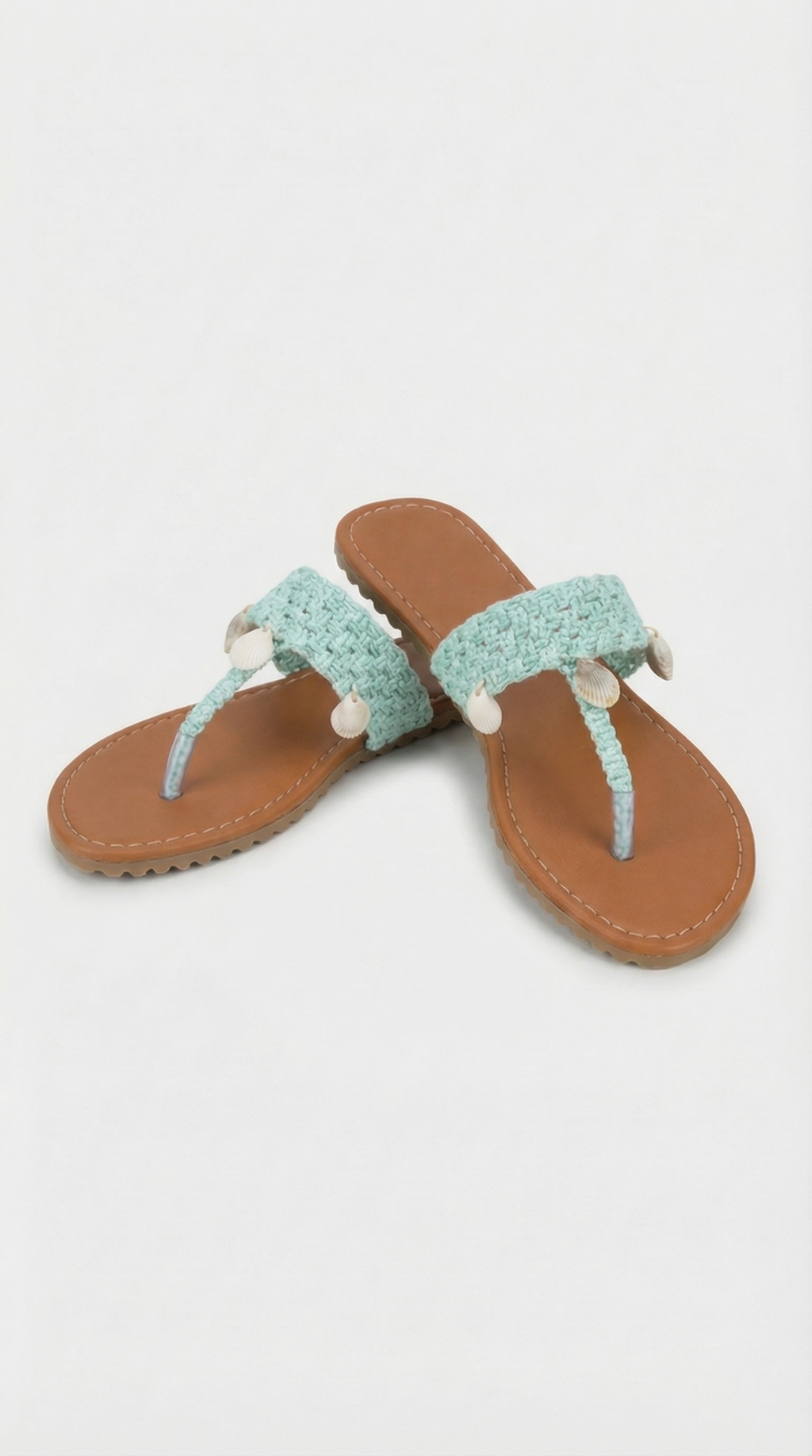 Macarme Shell Slippers - Sea Foam Blue