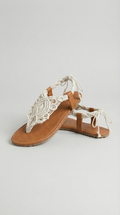 Handmade Cotton Macrame Flower Slipper-off white