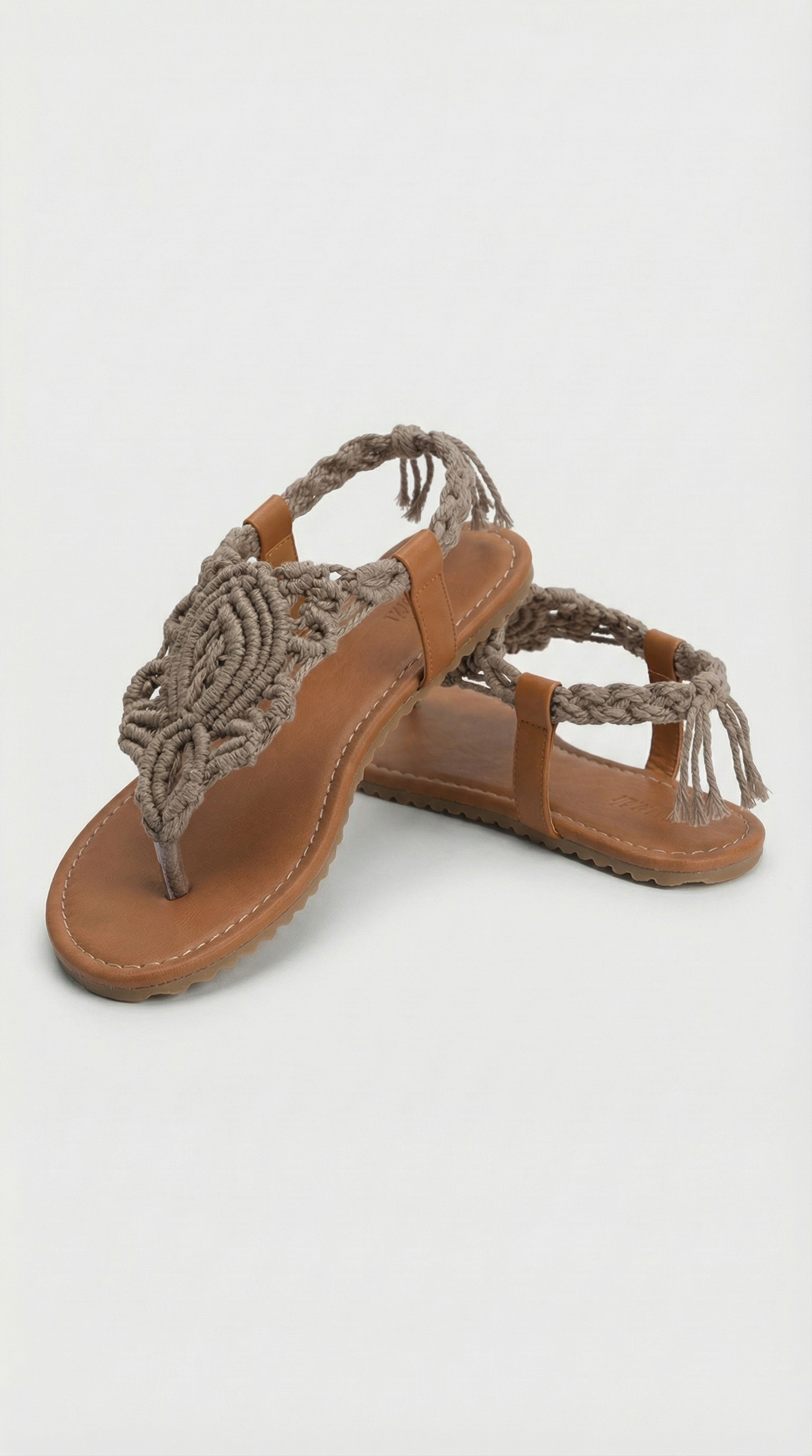 Handmade Cotton Macrame Flower Slipper - Mocca